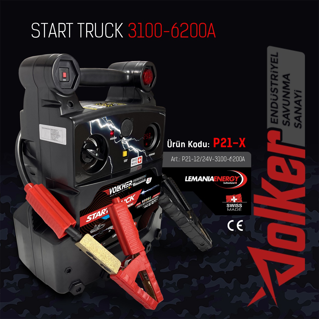 Akü Takviye Cihazı P21-X 12/24V 3100-6200A Tekerleksiz