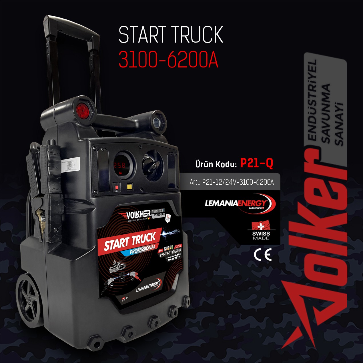 Akü Takviye Cihazı P21-Q 12/24V 3100-6200A Tekerlekli